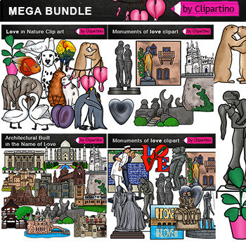 Preview of Valentines Day Clip Art Commercial use BUNDLE /Monuments of love/ Love in nature