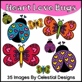 Valentines Day Clip Art -  Heart Love Bugs - Butterflies a