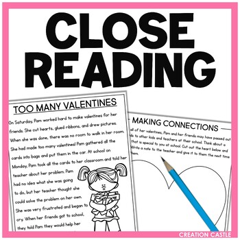 Preview of Close Reading Passages and Questions for Valentines Day