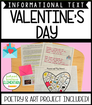 Preview of Valentines Day Reading Comprehension Craft Poetry Project