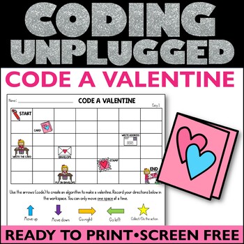 Preview of Valentines Day Coding Unplugged Coding February Activities Sub Plans How to Code