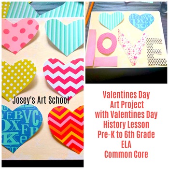 Preview of Valentines Day Collage Hearts Love Canvas Valentine History Lesson Art Project