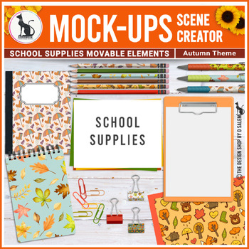 Preview of Autumn And Fall School Supplies Movable Mockup Scene Creator | Set 1