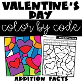 Valentines Day Color by Code Addition Facts