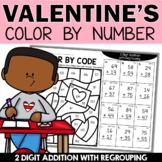 Valentines Day Color by Number | 2 Digit Addition with Reg