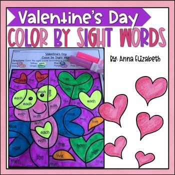 Preview of Valentines Day Color by Sight Word