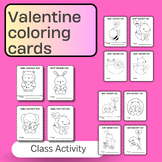 Valentines Day Coloring Cards Printable Classroom Home Activity