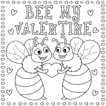 Valentines Day Coloring Page : Bee My Valentine Coloring Page Sheet ...