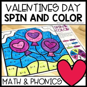 Preview of Valentines Day Coloring Pages | Math and Phonics Color by Code