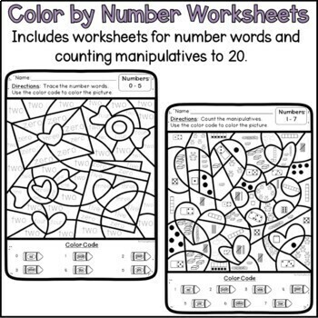 Valentines Day Coloring Sheets | Color by Number Dot Marker Worksheets