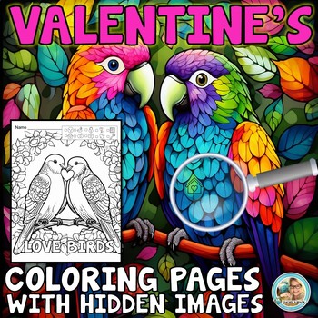 Preview of Valentines Day Coloring Pages | Hidden Pictures Sheets | February Activities