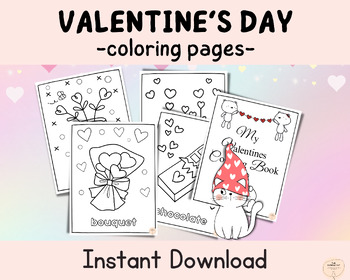 Preview of Valentines' Day Coloring Pages, Kids Hearts Coloring pages, Valentines Activity
