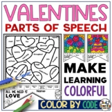 Valentines Day Coloring Pages Parts of Speech Color by Number