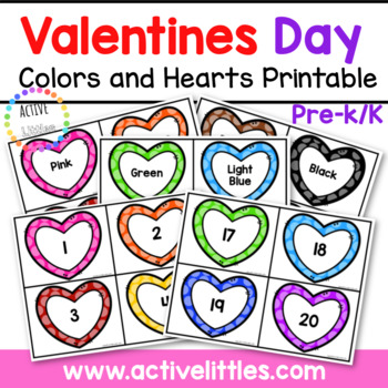 Preview of Valentines Day Colors and Numbers Printable Cards