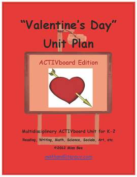 Preview of "Valentine's Day" Common Core Alniged Math and Literacy Unit -ACTIVboard EDITION