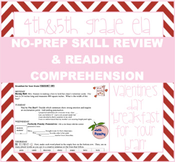 Preview of Valentine's Day Themed Multi-Skill Practice, Comprehension, Writing, Grammar