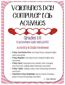 Preview of Valentine's Day Computer Lab Activities