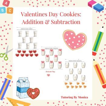 Preview of Valentines Day Cookies: Addition and Subtraction