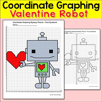 Preview of Valentine's Day Math: Coordinate Graphing Mystery Picture Robot
