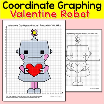 Preview of Valentine's Day Math: Coordinate Graphing Ordered Pairs Robot Mystery Picture