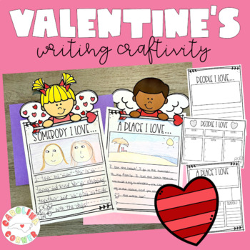 Preview of Valentines Day Craft Writing Activity Kindergarten First Second Grade ESL