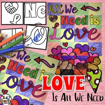 Preview of Valentines Day Coloring Collaboration Poster Collaborative Art Bulletin Board