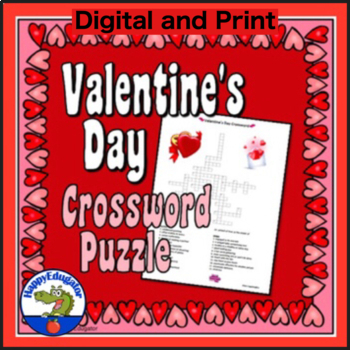 Preview of Valentines Day Crossword Puzzle - Middle School Easel Activity