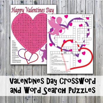 Preview of Valentine's Day Crossword Puzzle and Word Search