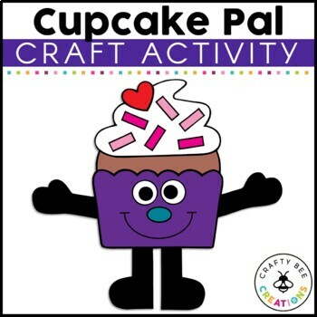 Preview of Valentine's Day Cupcake Craft Happy Birthday Activity Kindergarten Preschool Art