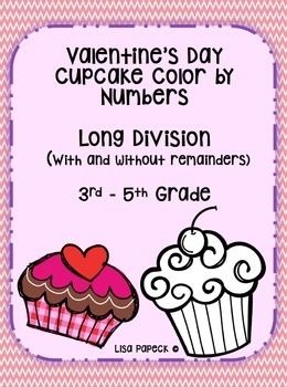 Preview of Valentine's Day Cupcake Long Division Color by Number