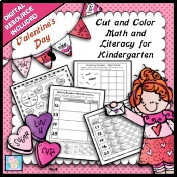 Preview of Valentine’s Day Activities Math Worksheets & Literacy NO PREP