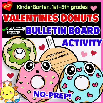 Preview of Valentines Day: DONUT FLIP CARD |February Kindness Activity Bulletin Board Craft