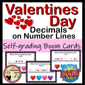 Preview of Valentines Day Decimals on a Number Line Boom Cards
