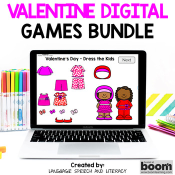 Preview of Valentines Day Speech Therapy,  Short Story Retell & Sequencing, Boom Cards