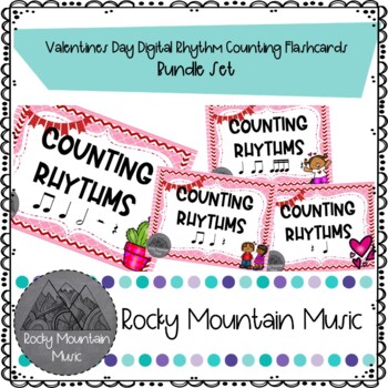Preview of Valentines Day Digital Rhythm Counting Flashcards Bundle Set