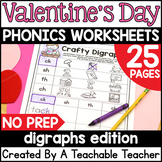 Valentines Day Digraphs Worksheets | Valentine's Day Phonics