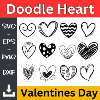 Preview of Valentines Day Doodle Heart symbol transparent SVG sublimation Cut File