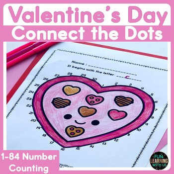 Preview of Valentines Day Dot to Dot Counting to 84 | February Math Counting Activity