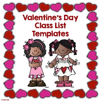 Preview of Valentine's Day Editable Class List Template Free