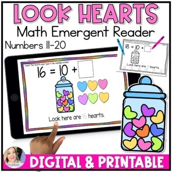 Preview of Valentines Day Emergent Reader | Valentines Teen Numbers | Numbers 11 to 20