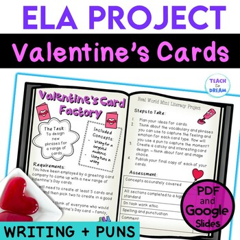 Preview of Valentines Day English Arts Activities PBL Card Factory Digital