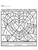 Valentine's Day Equivalent Fractions and Decimals Activity