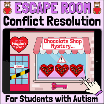 Preview of Valentines Day Escape Room: Conflict Resolution Social Skills for Autism & SpEd
