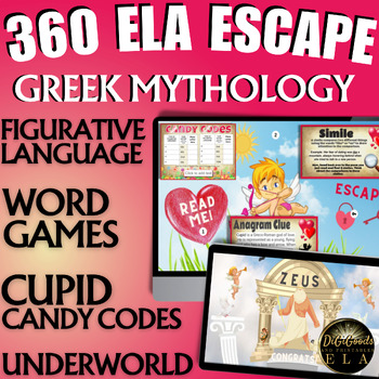 Preview of Valentines Day Escape Room Greek Mythology & Figurative Language February
