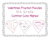 Valentines Day FREEBIE 4th Grade Aligned Fraction Puzzles