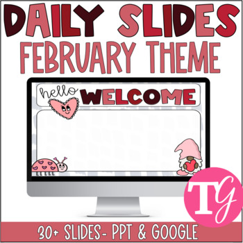Preview of Valentines Day February Agenda Slides for PPT or Google