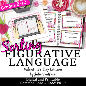 Preview of Valentine's Day Figurative Language Sorting Game, Digital and Printable