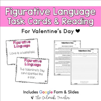 Preview of Valentines Day Figurative Language Task Cards & Reading Comprehension