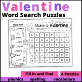 Valentine's Day Word Search: Fill-in-and-Find Phonics Puzzles
