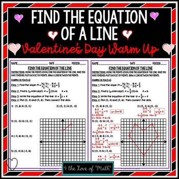 Preview of Free Valentine's Day: Find the Equation of a Line Given Two Points